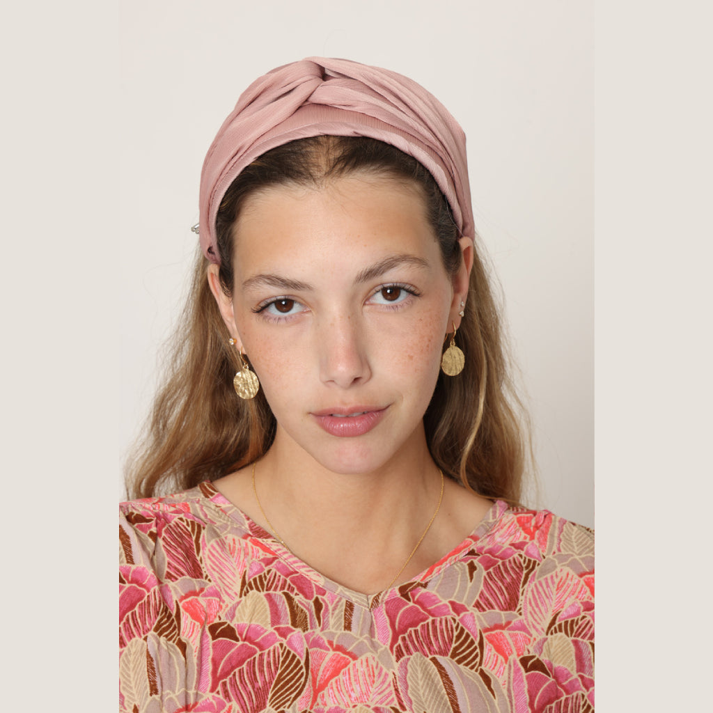 Pink Satin Turban Headband