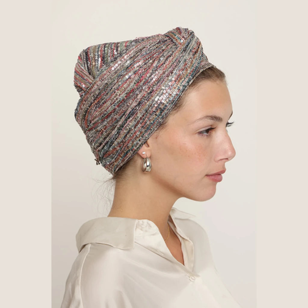 Partial & Full Coverage Glitter Turban Head Covering – Multicolor
