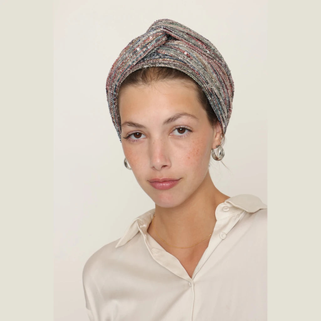 Partial & Full Coverage Glitter Turban Head Covering – Multicolor