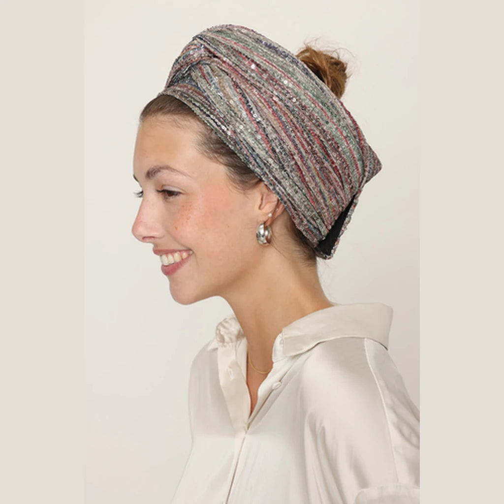 Partial & Full Coverage Glitter Turban Head Covering – Multicolor
