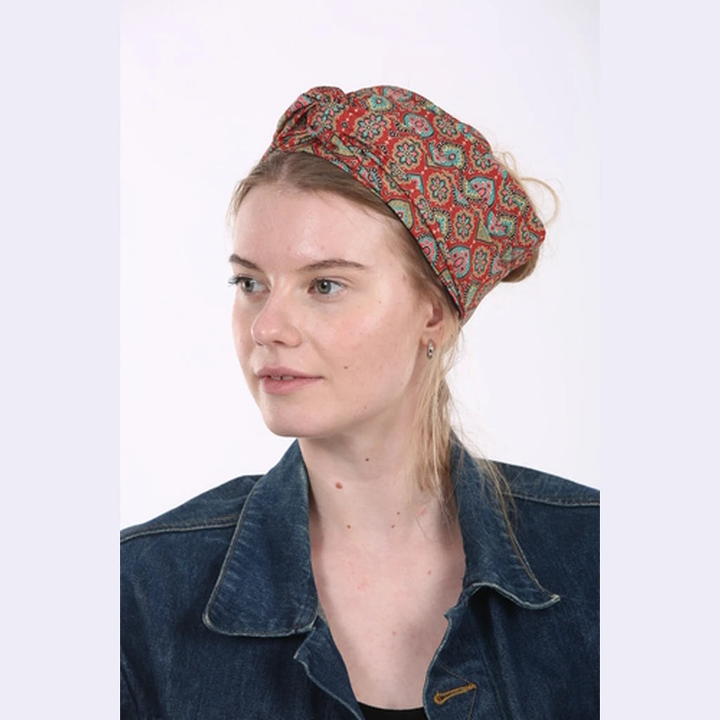 Partial & Full Coverage Printed Turban Head Covering – Multicolor