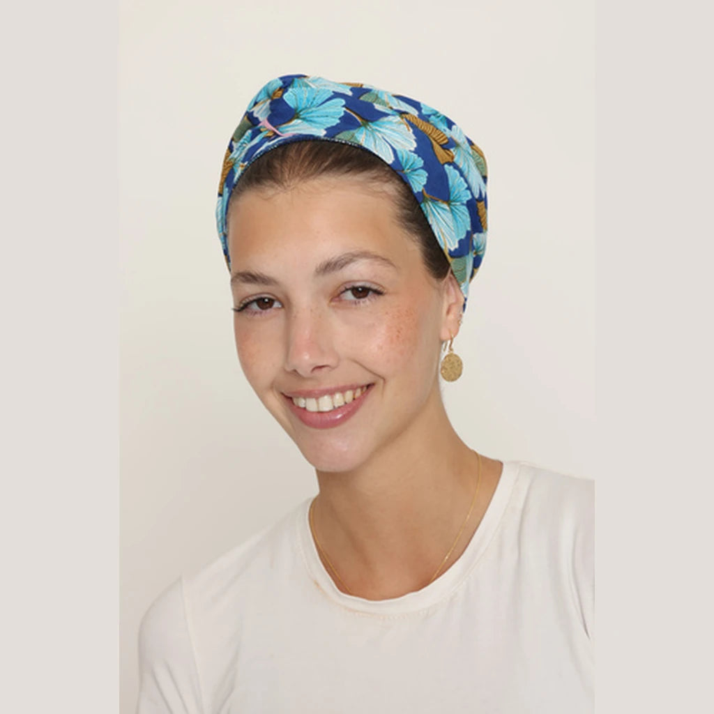 Partial & Full Coverage Cotton Turban Head Covering – Blue
