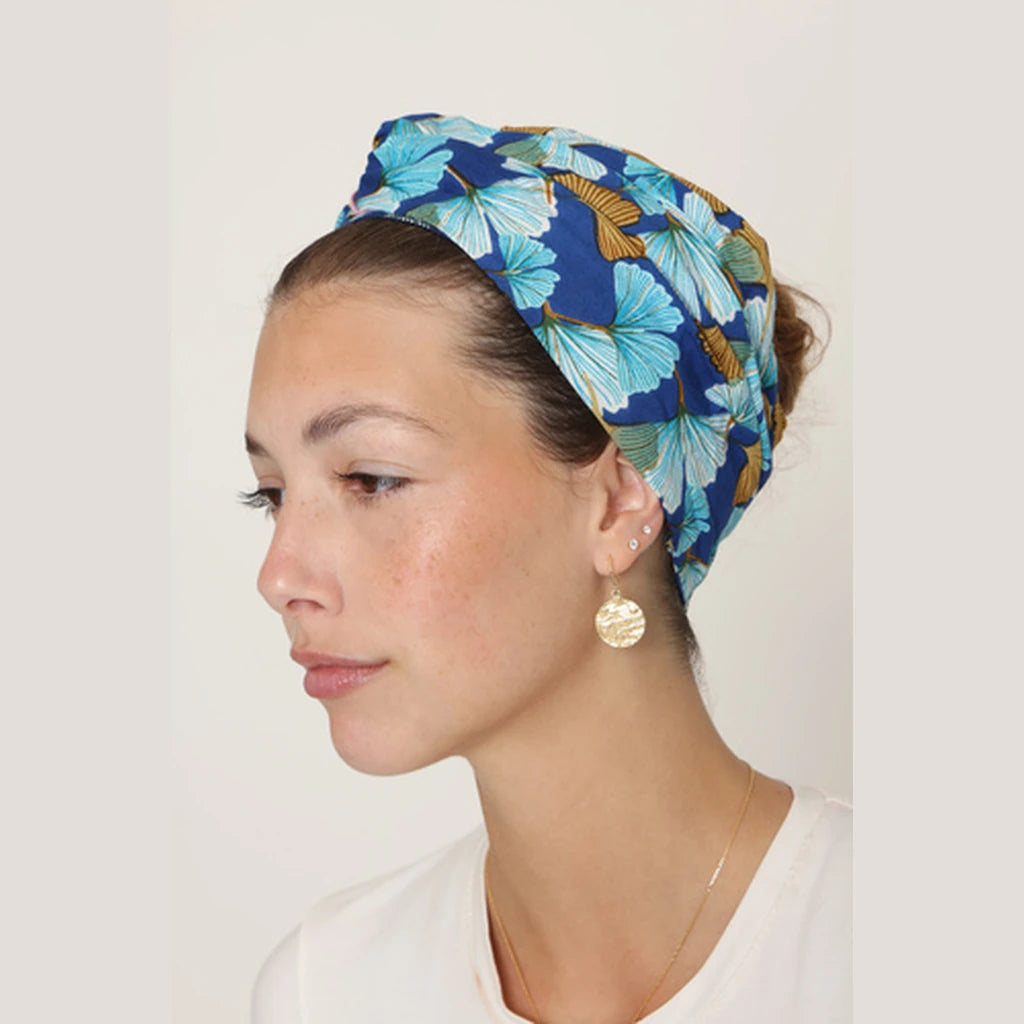 Partial & Full Coverage Cotton Turban Head Covering – Blue