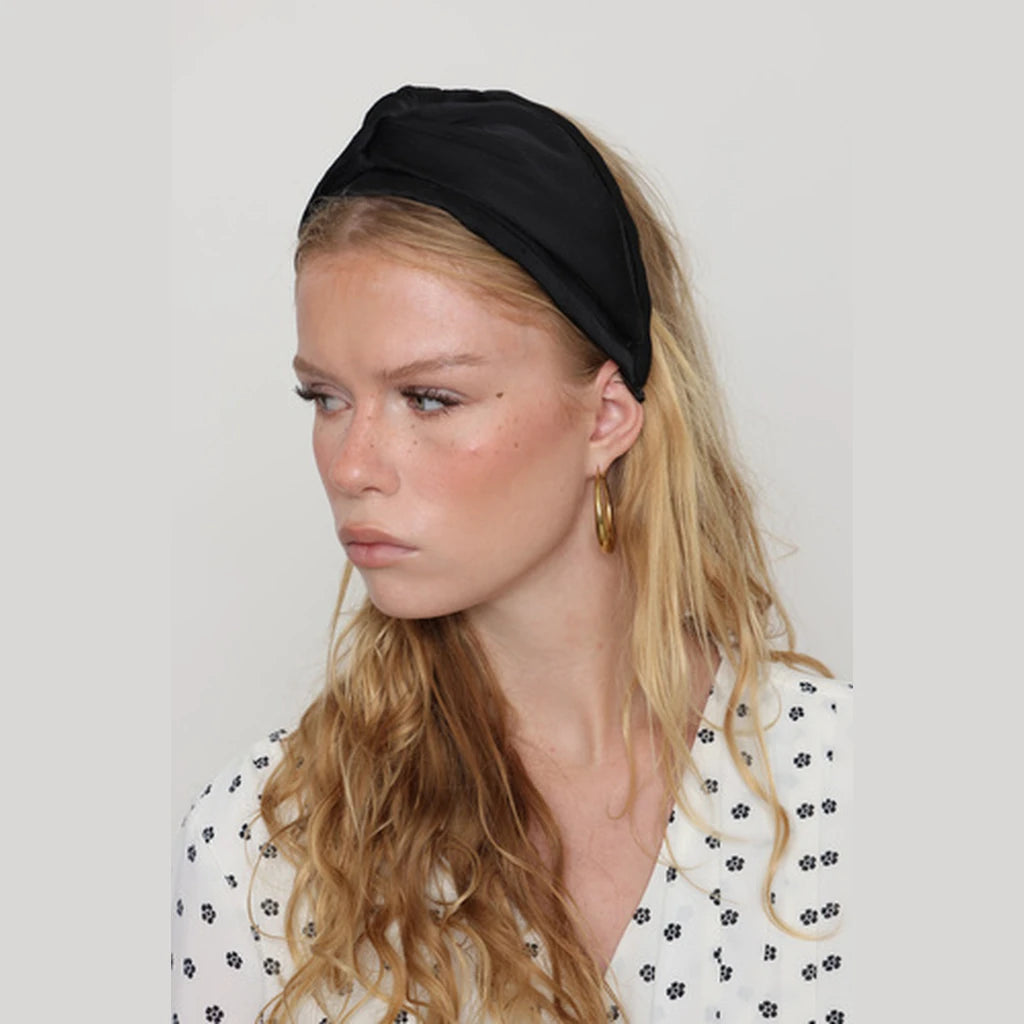 Black Satin Turban Headband
