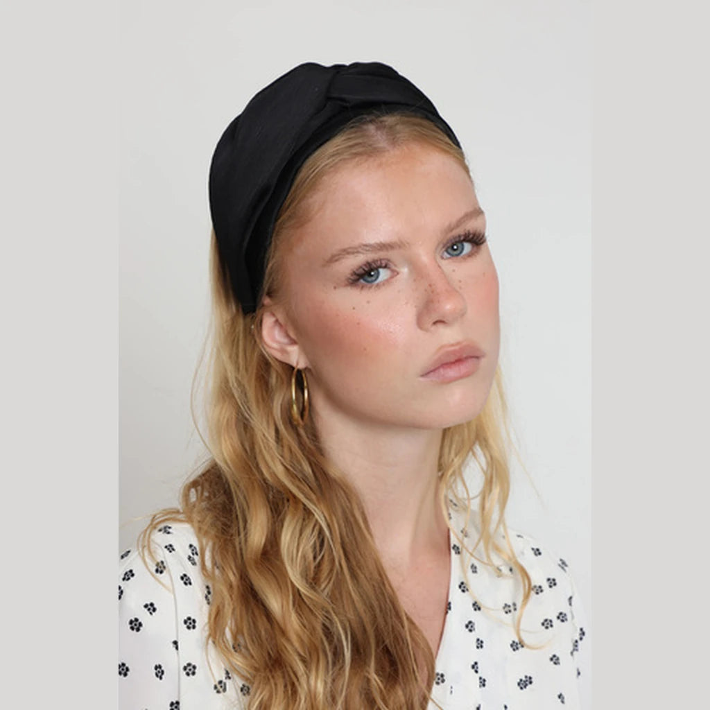 Black Satin Turban Headband