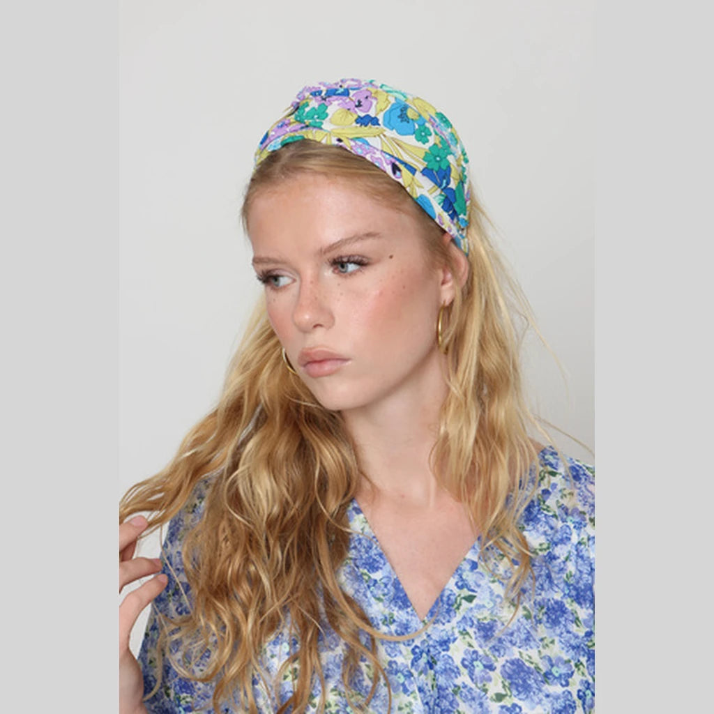 Turquoise Floral Turban Headband