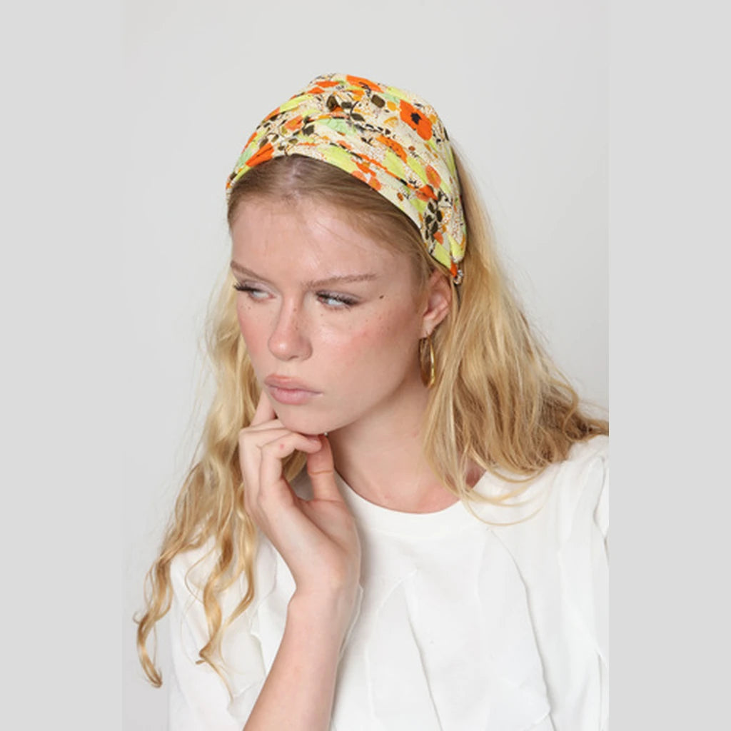 Yellow Floral Turban Headband