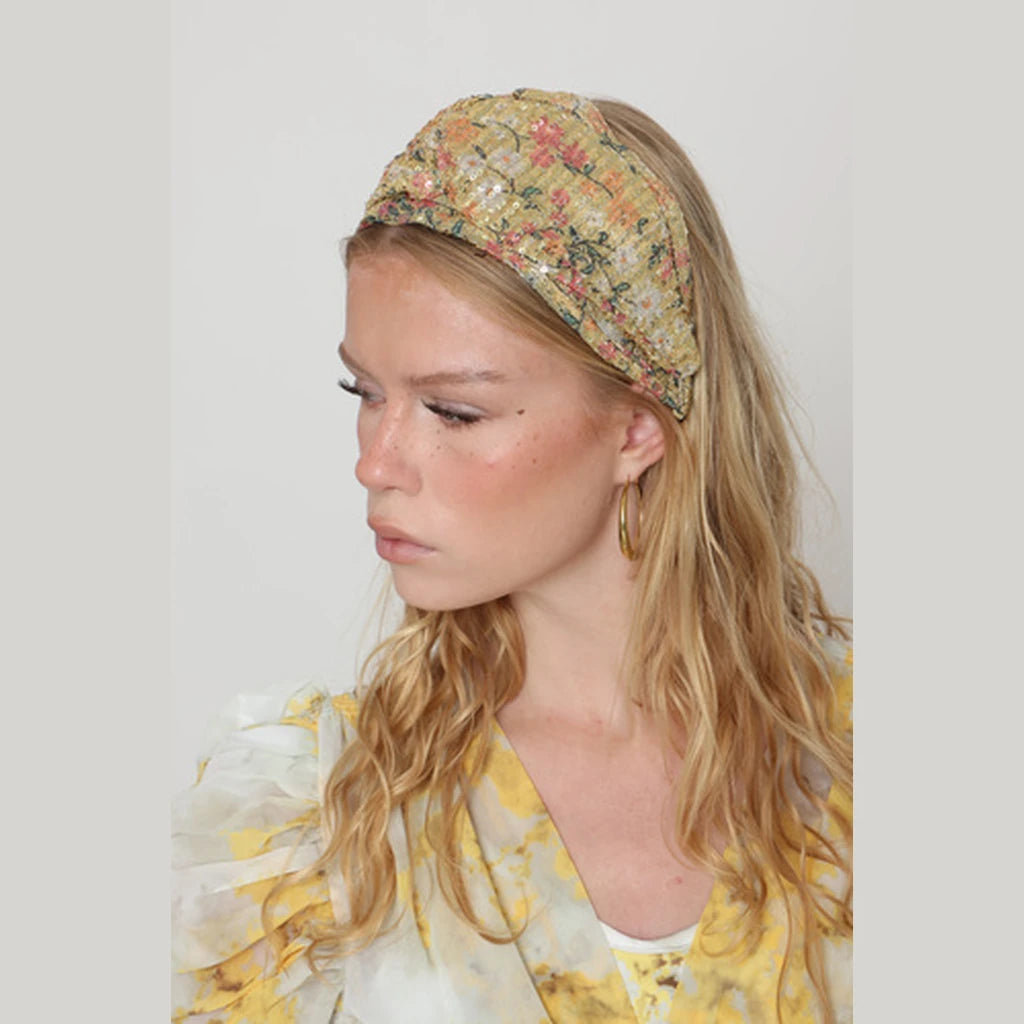 Yellow Sequin Turban Headband