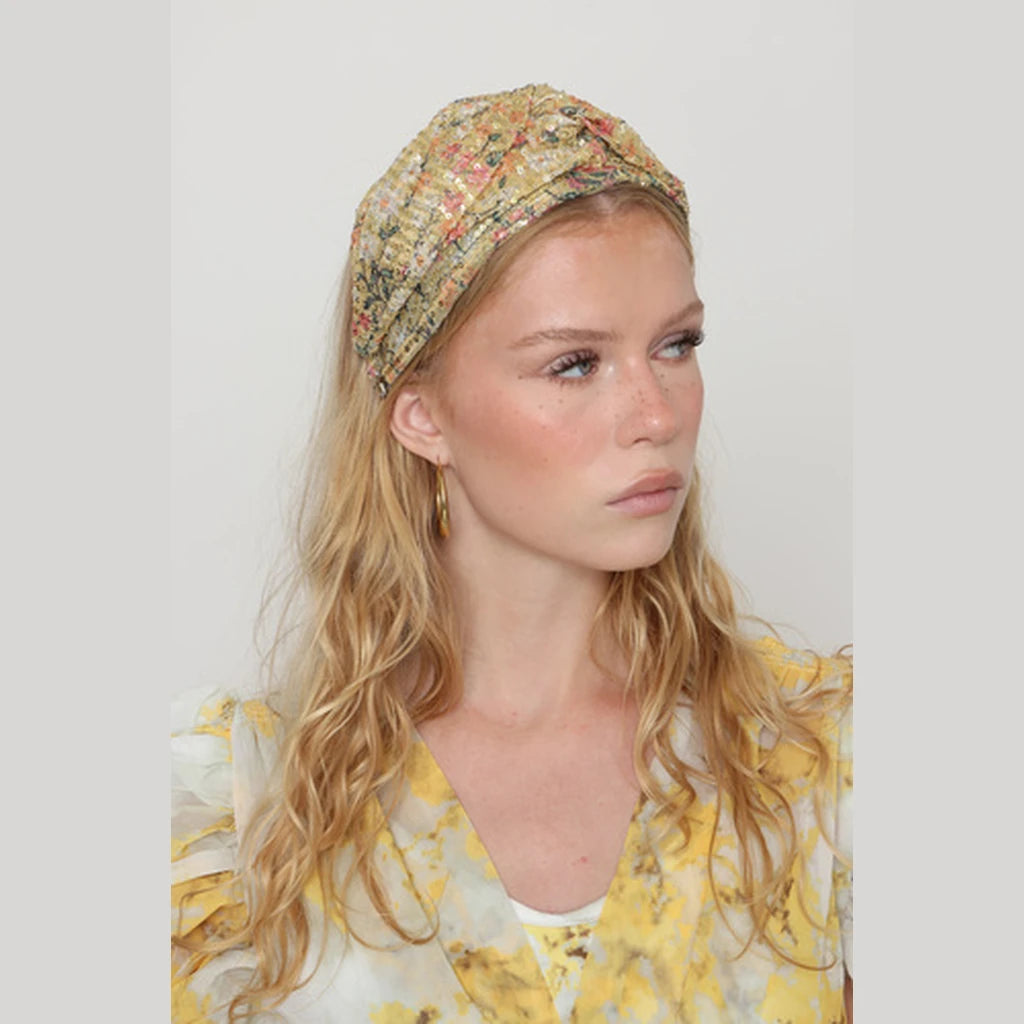 Yellow Sequin Turban Headband