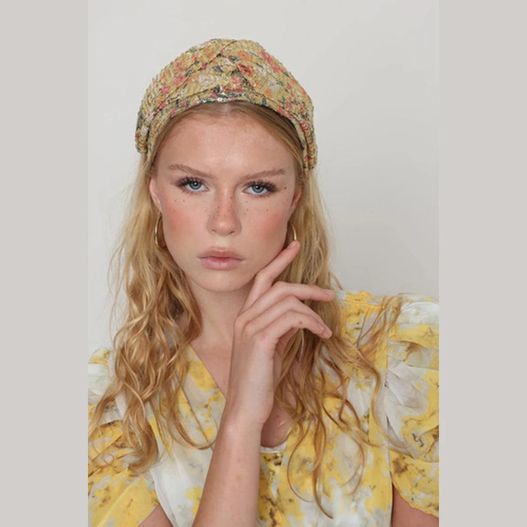Yellow Sequin Turban Headband