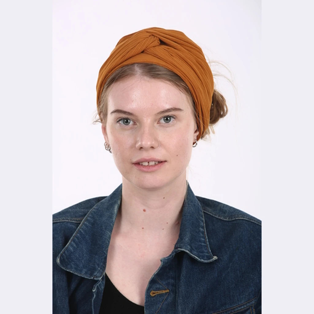 Partial & Full Coverage Jersey Turban Head Covering – Brown