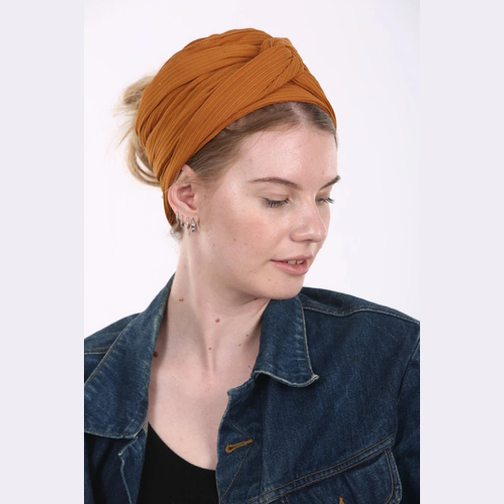 Brown Jersey Partial / Full Coverage Turban Headwrap