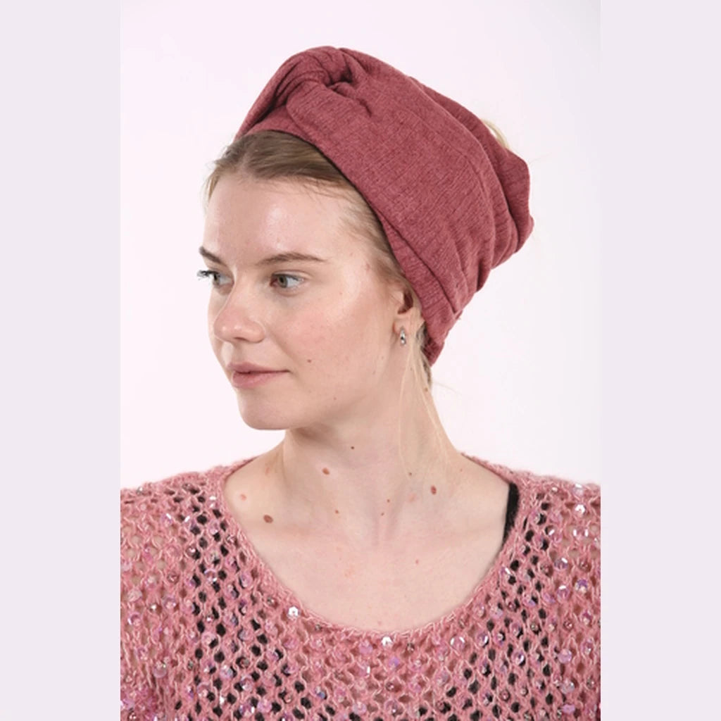 Dark Pink Jersey Partial / Full Coverage Turban Headwrap