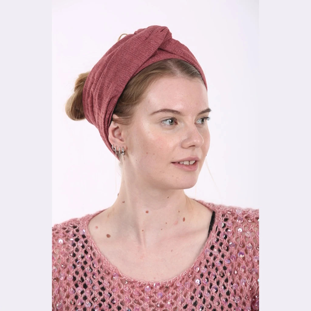 Dark Pink Jersey Partial / Full Coverage Turban Headwrap