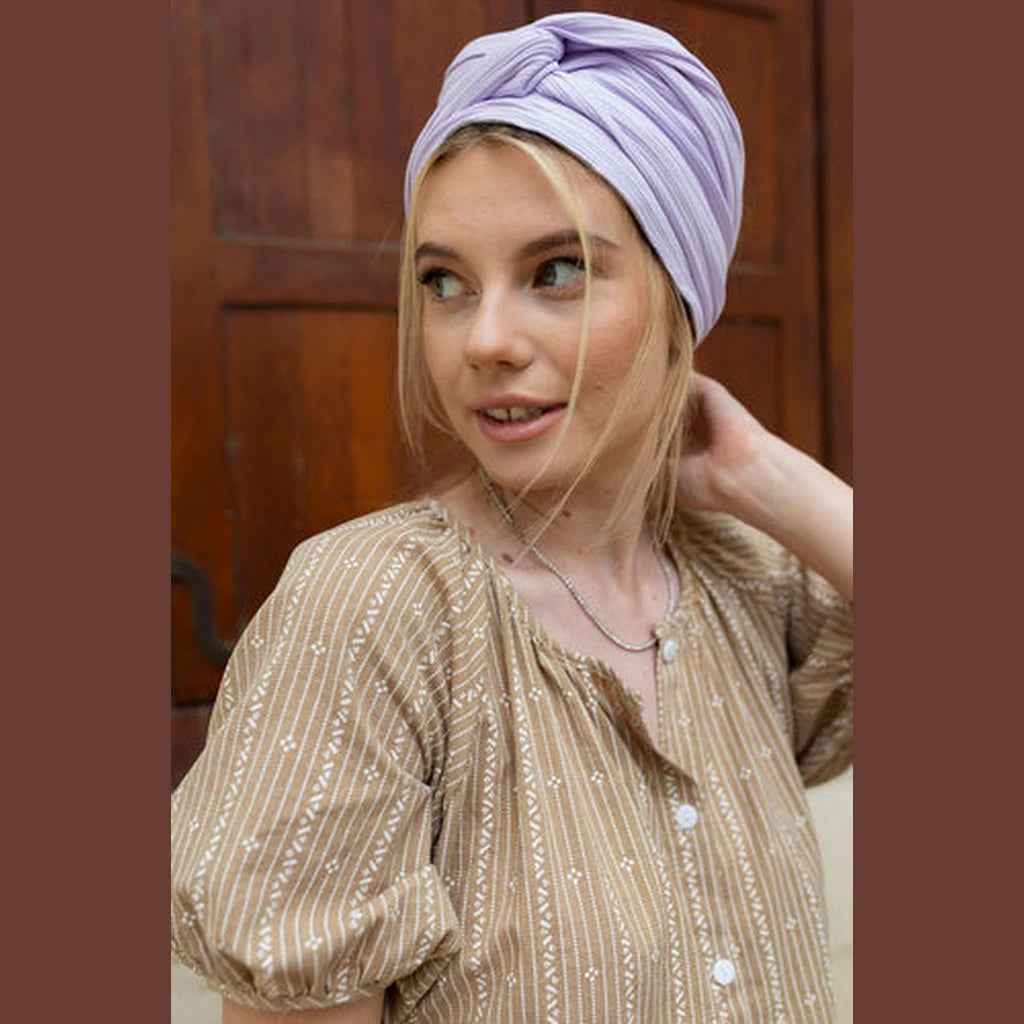 Lilac Jersey Partial / Full Coverage Turban Headwrap