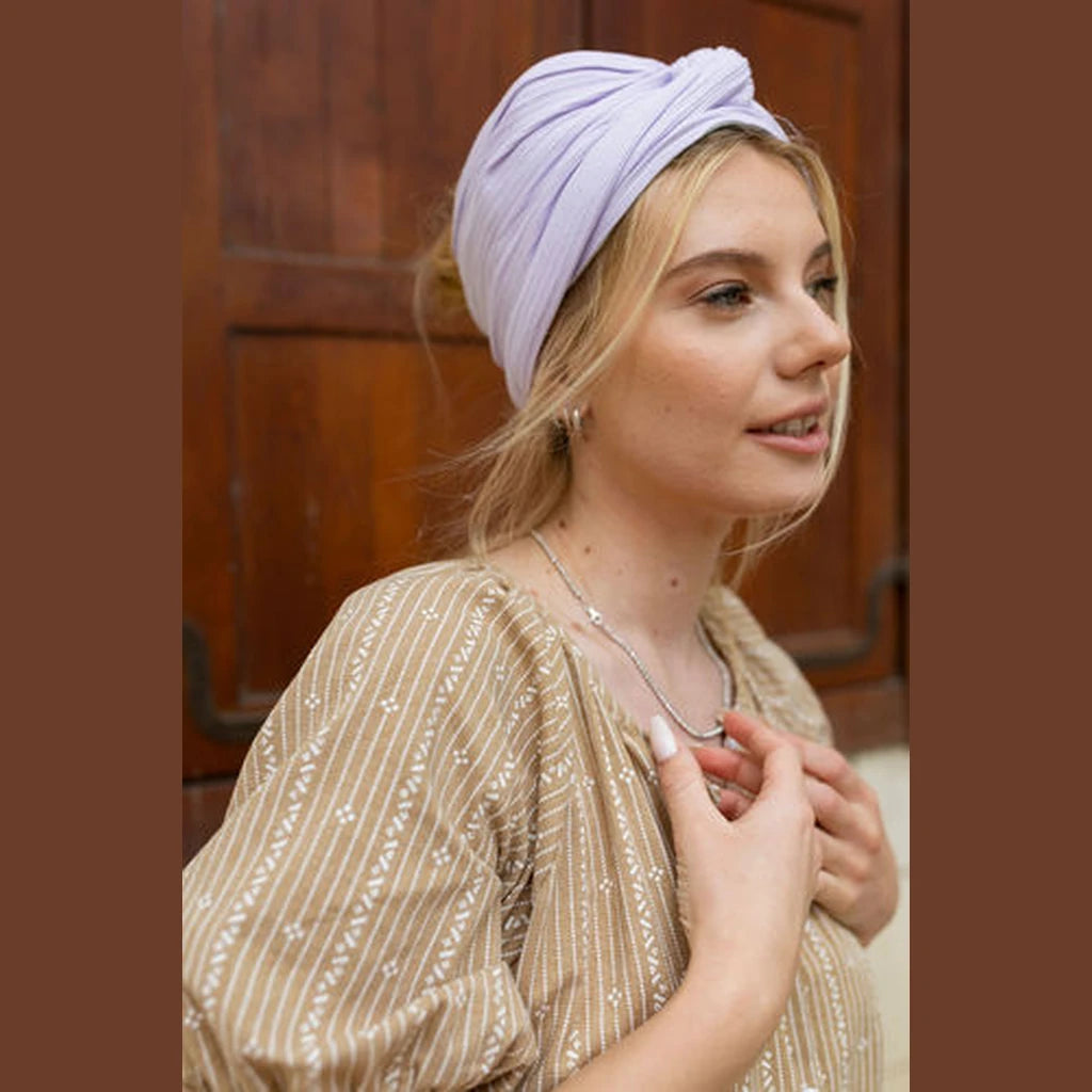 Partial & Full Coverage Jersey Turban Head Covering – Lilac