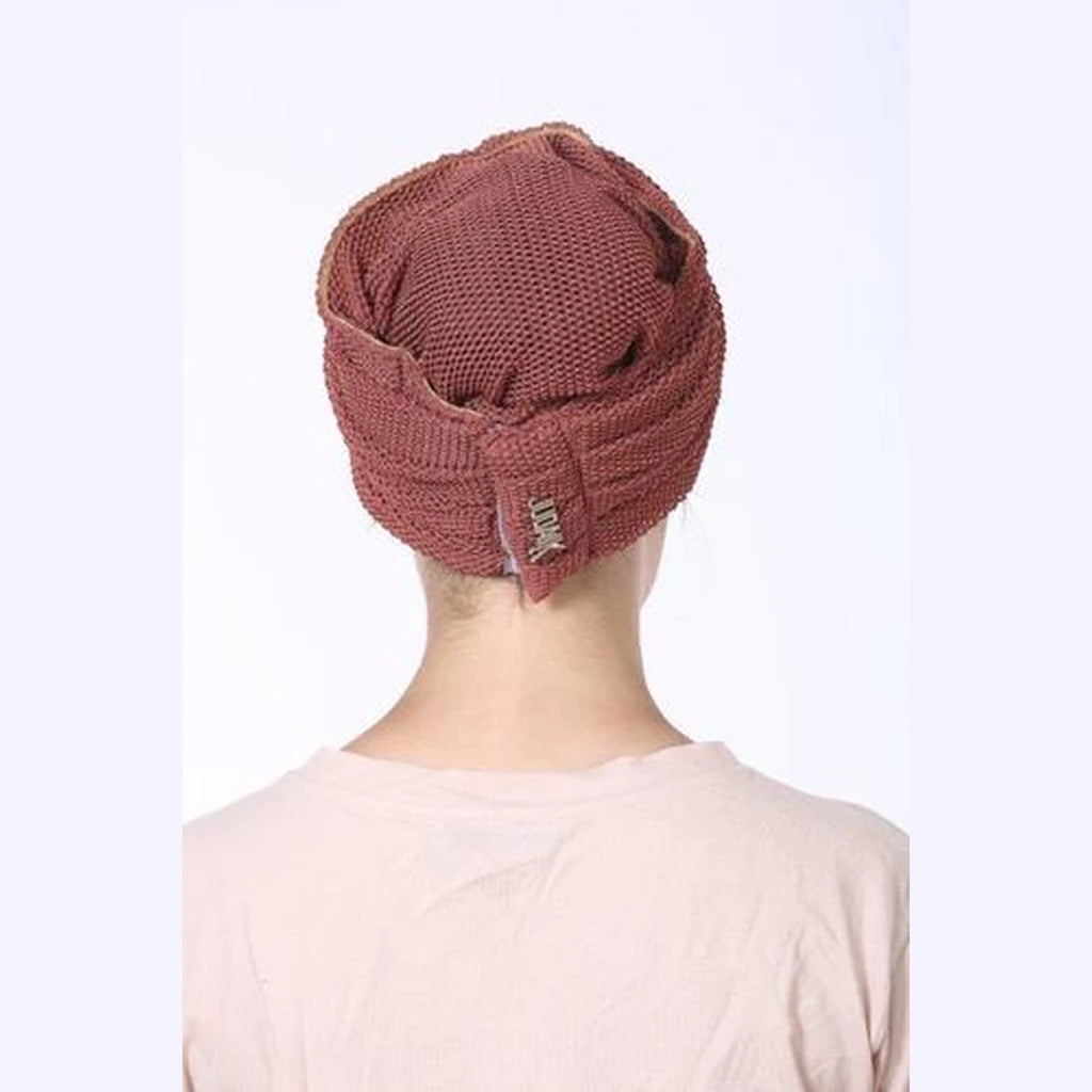 Terracotta Knit with Gold Accents Partial / Full Coverage Turban Headwrap