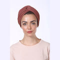 Terracotta Knit with Gold Accents Partial / Full Coverage Turban Headwrap