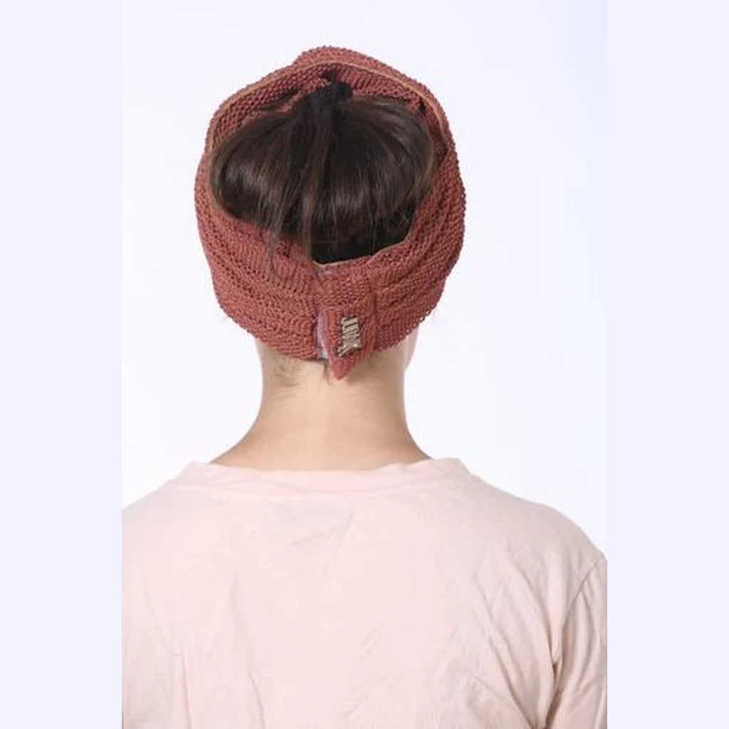 Terracotta Knit with Gold Accents Partial / Full Coverage Turban Headwrap
