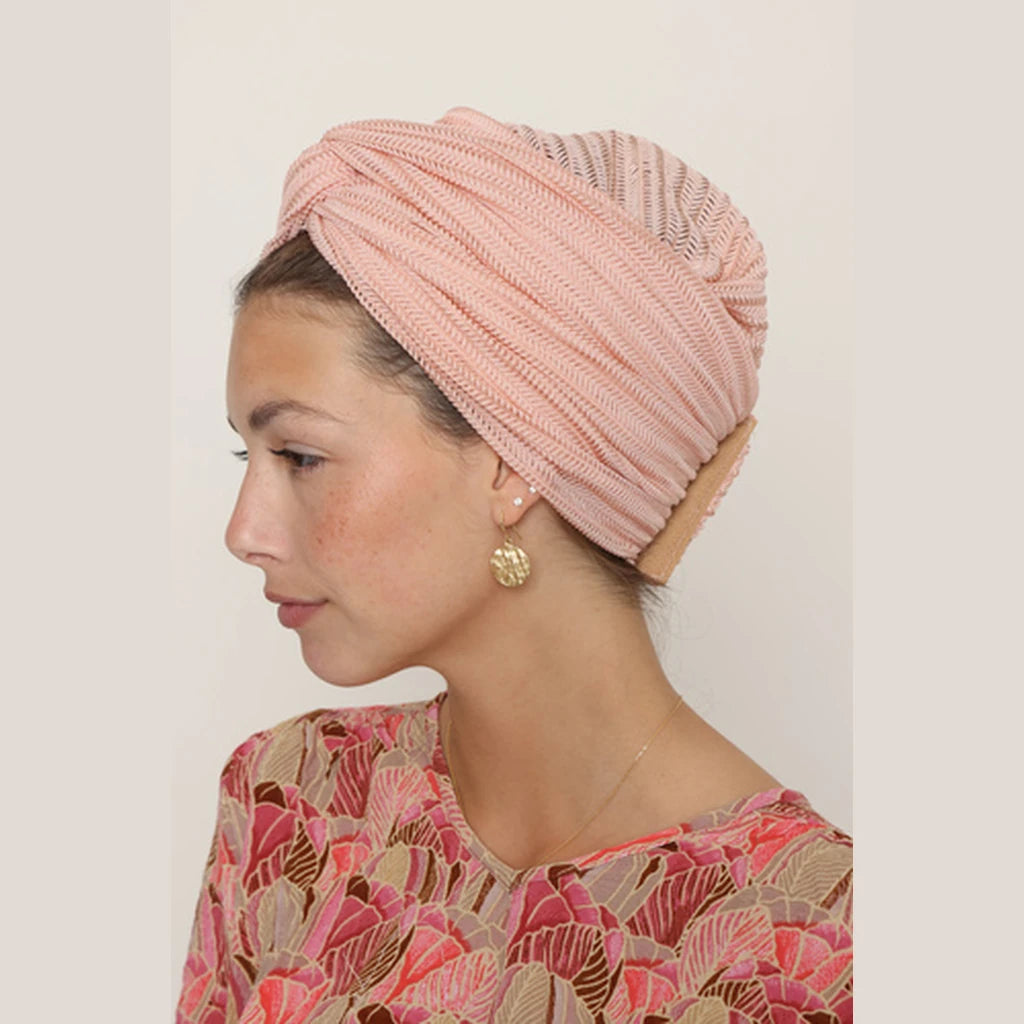 Partial & Full Coverage Knitted Turban Head Covering – Pink