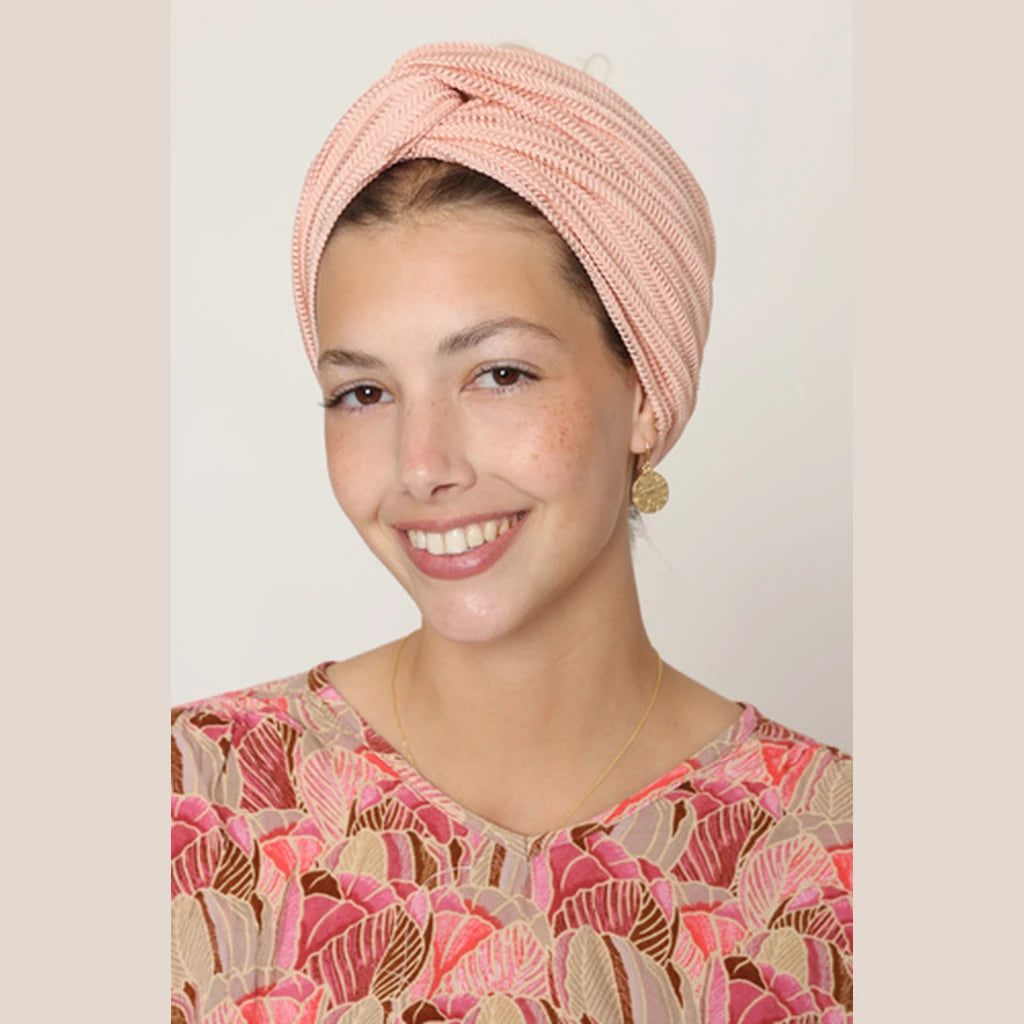 Partial & Full Coverage Knitted Turban Head Covering – Pink