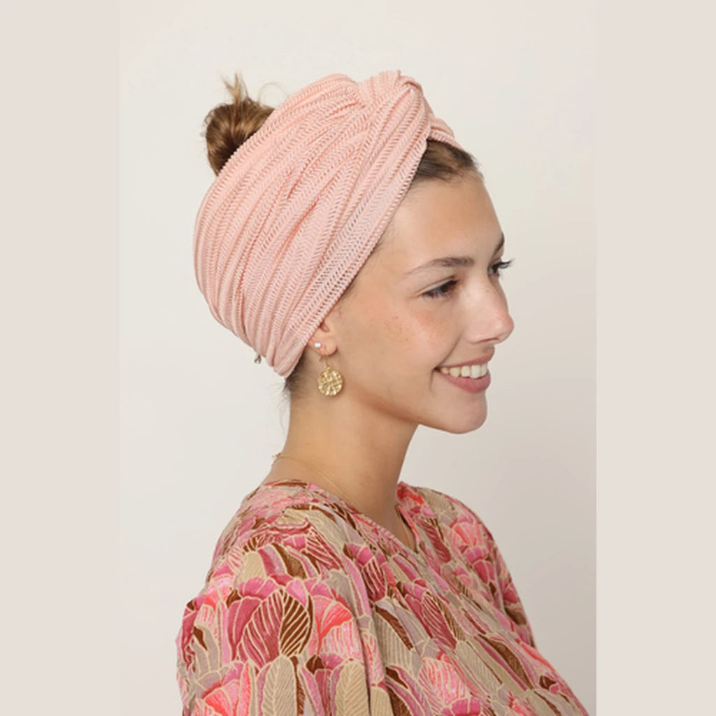 Partial & Full Coverage Knitted Turban Head Covering – Pink