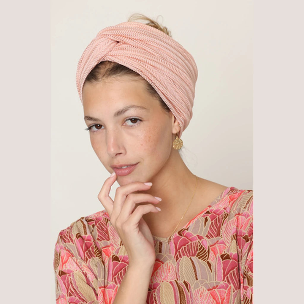Partial & Full Coverage Knitted Turban Head Covering – Pink