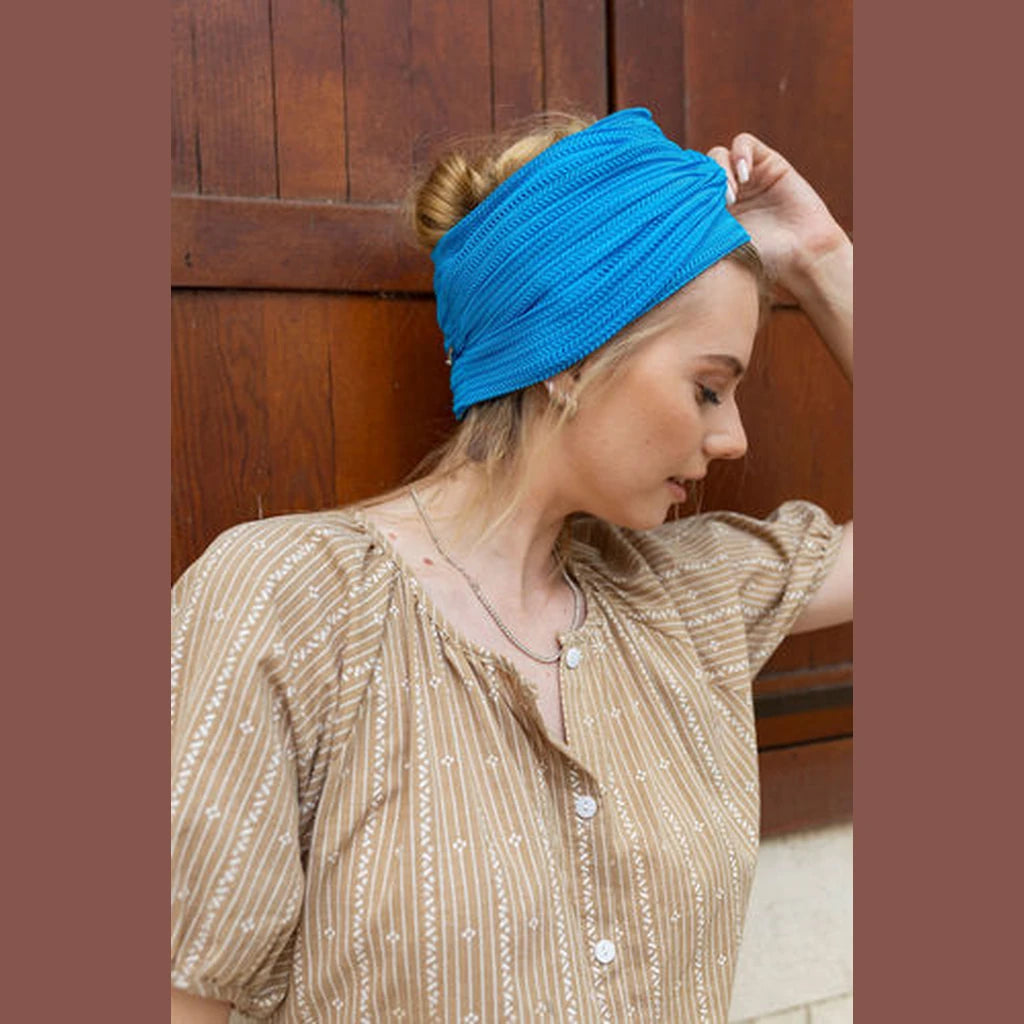 Partial & Full Coverage Knitted Turban Head Covering – Turquoise