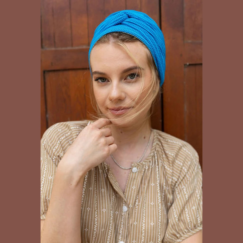 Turquoise Knit Partial / Full Coverage Turban Headwrap