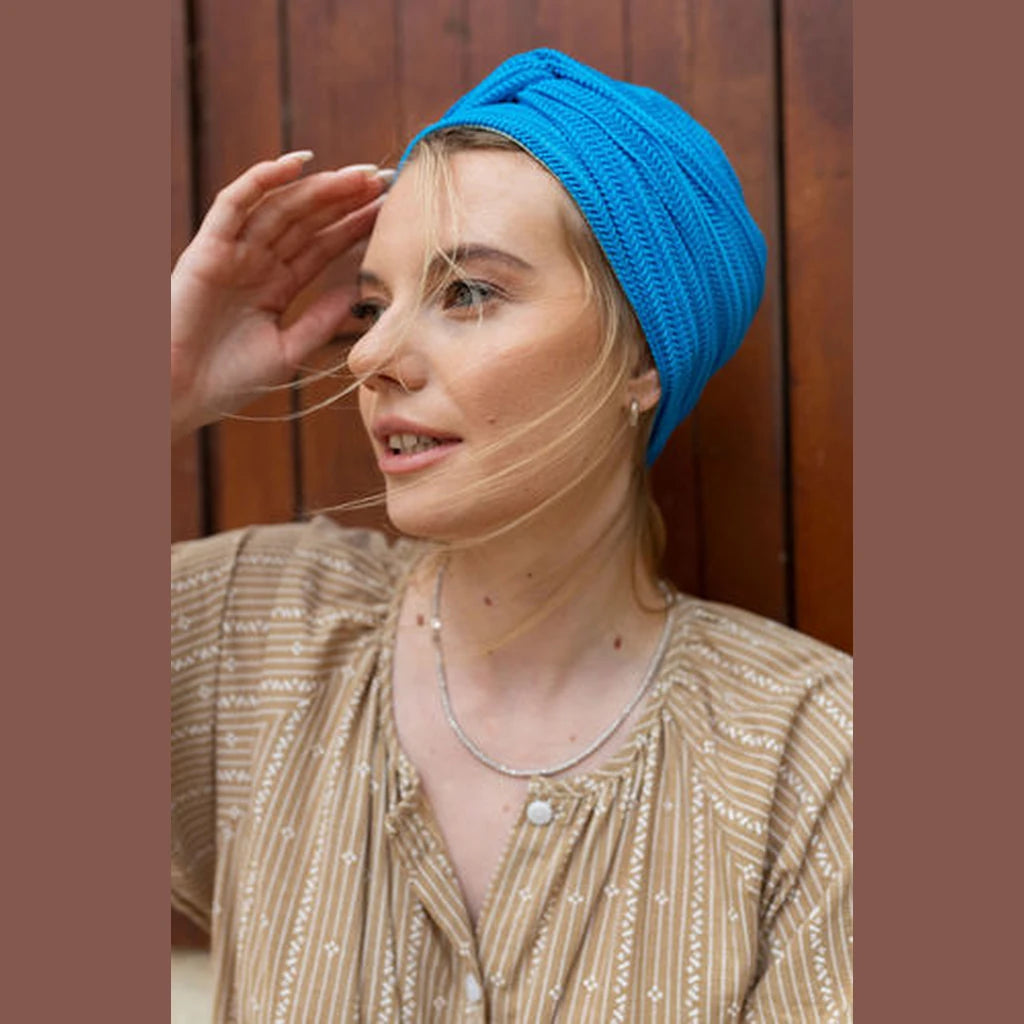 Turquoise Knit Partial / Full Coverage Turban Headwrap