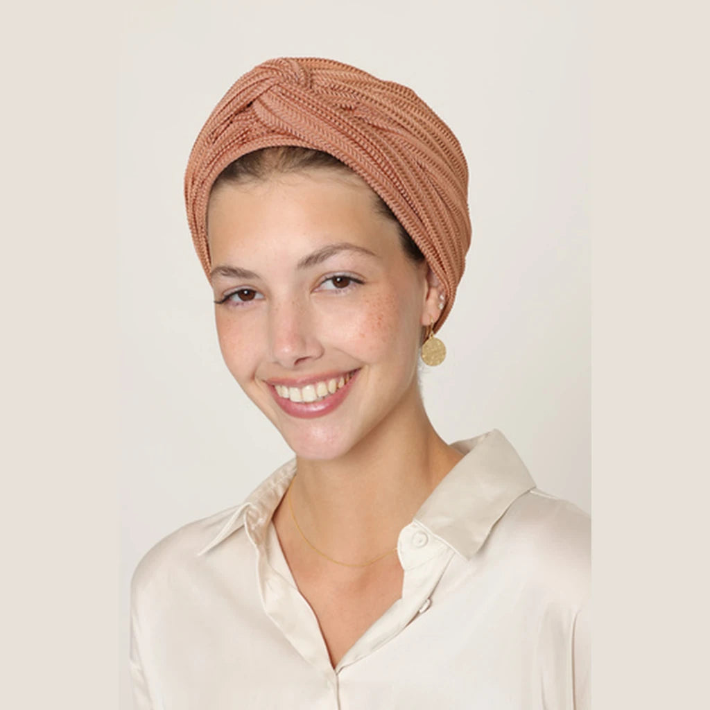 Partial & Full Coverage Knitted Turban Head Covering – Dusty Pink