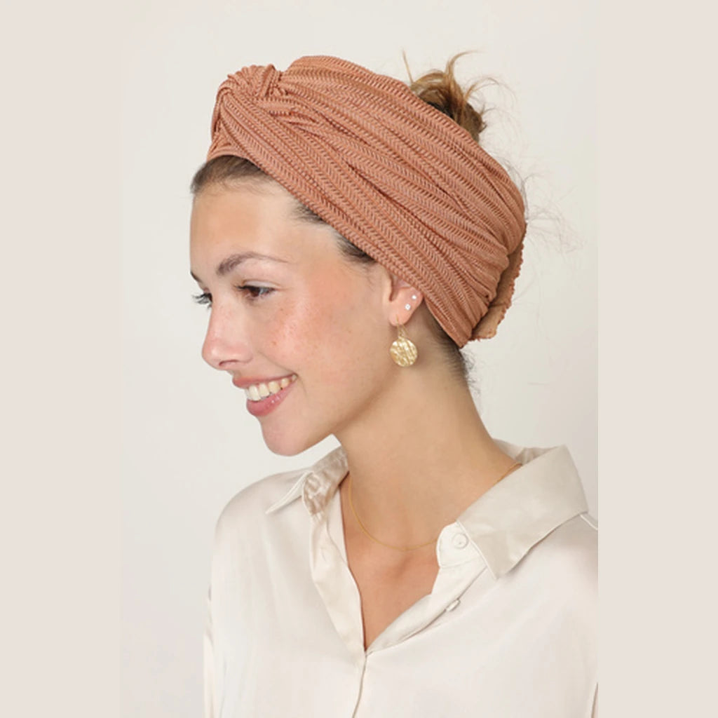 Partial & Full Coverage Knitted Turban Head Covering – Dusty Pink
