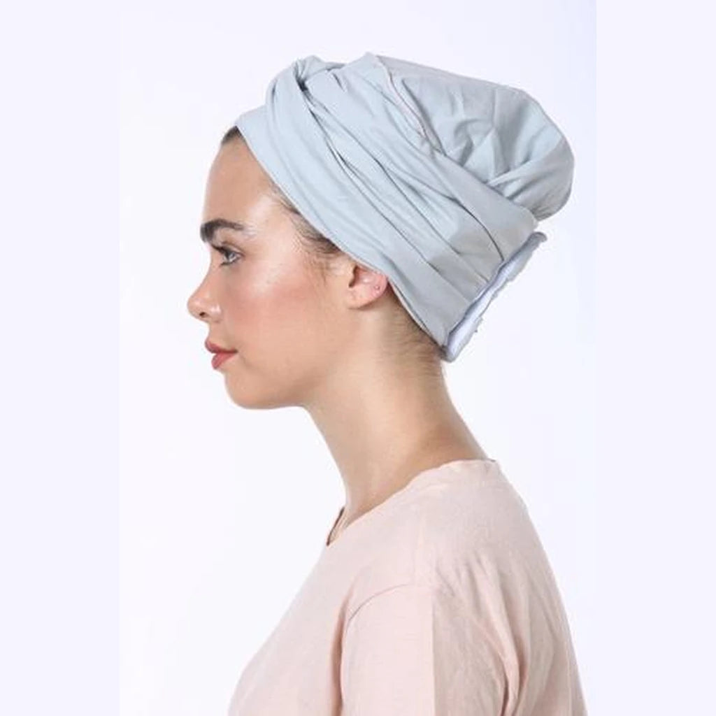 Light Blue Basic Jersey Partial / Full Coverage Turban Headwrap