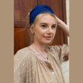 Blue Lurex Partial / Full Coverage Turban Headwrap