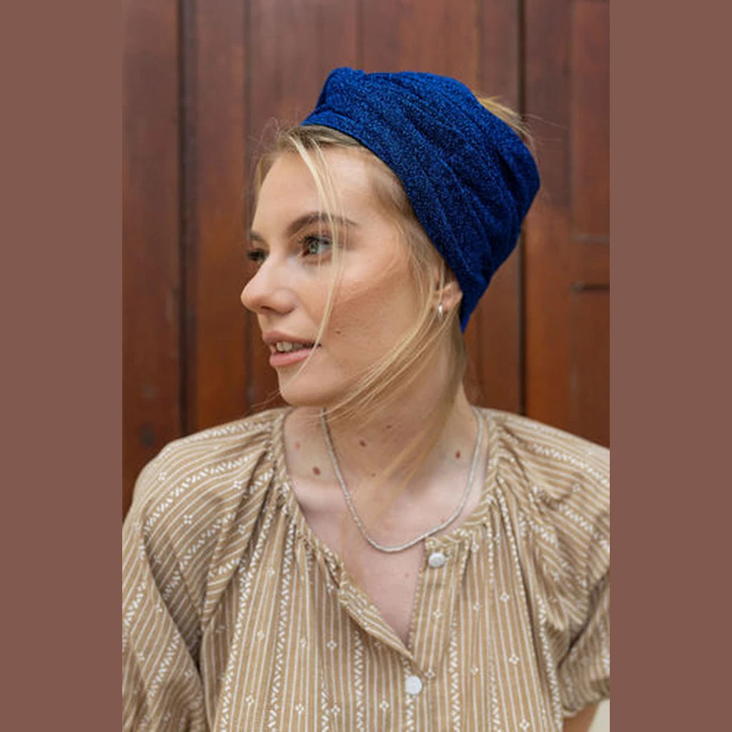 Partial & Full Coverage Lurex Turban Head Covering – Blue