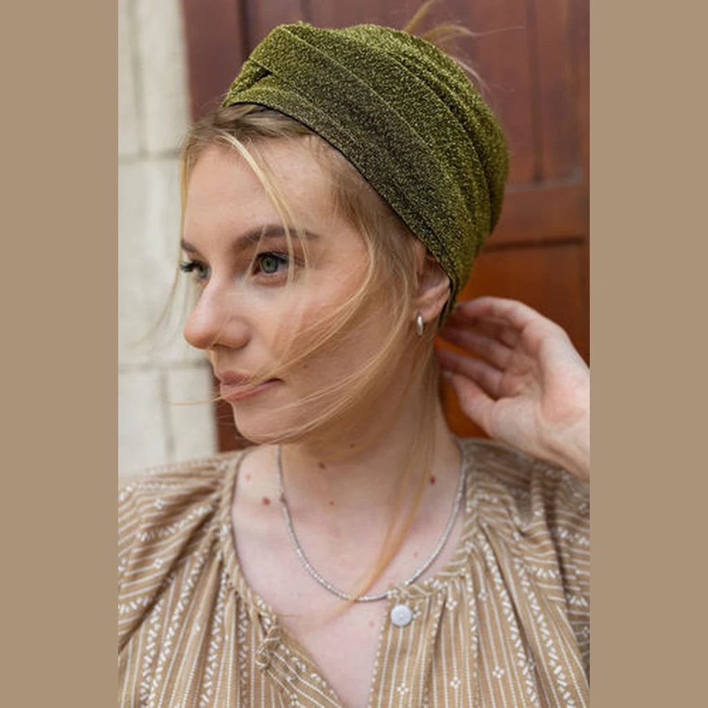 Gold Lurex Partial / Full Coverage Turban Headwrap