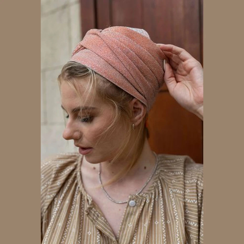 Pink Lurex Partial / Full Coverage Turban Headwrap