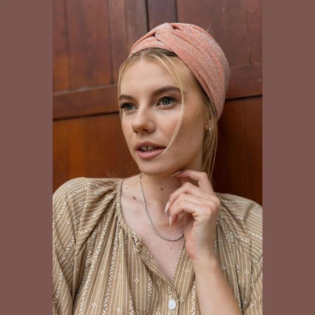 Partial & Full Coverage Lurex Turban Head Covering – Pink