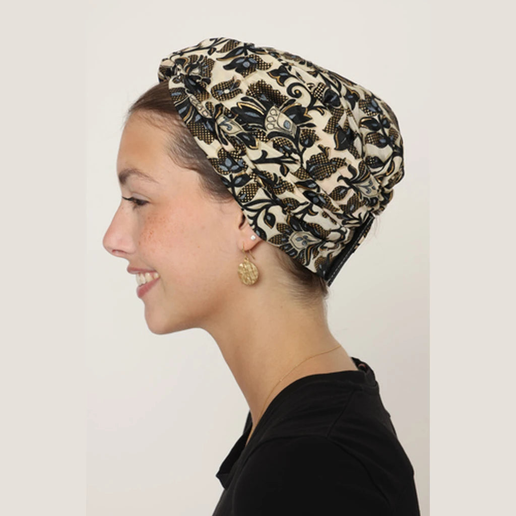 Partial & Full Coverage Paisley Turban Head Covering – Black