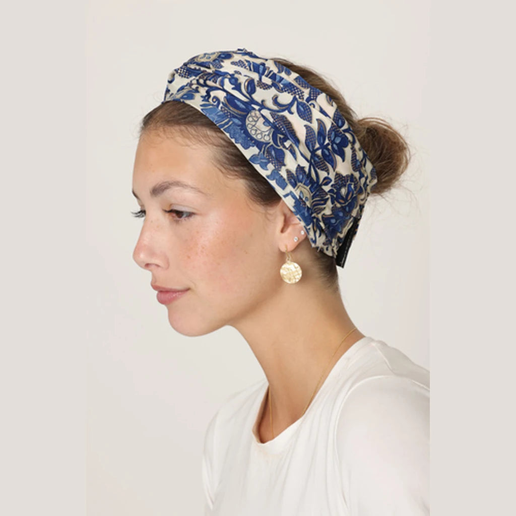 Partial & Full Coverage Paisley Turban Head Covering – Blue