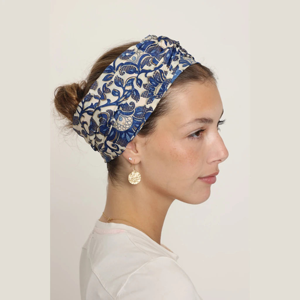 Partial & Full Coverage Paisley Turban Head Covering – Blue