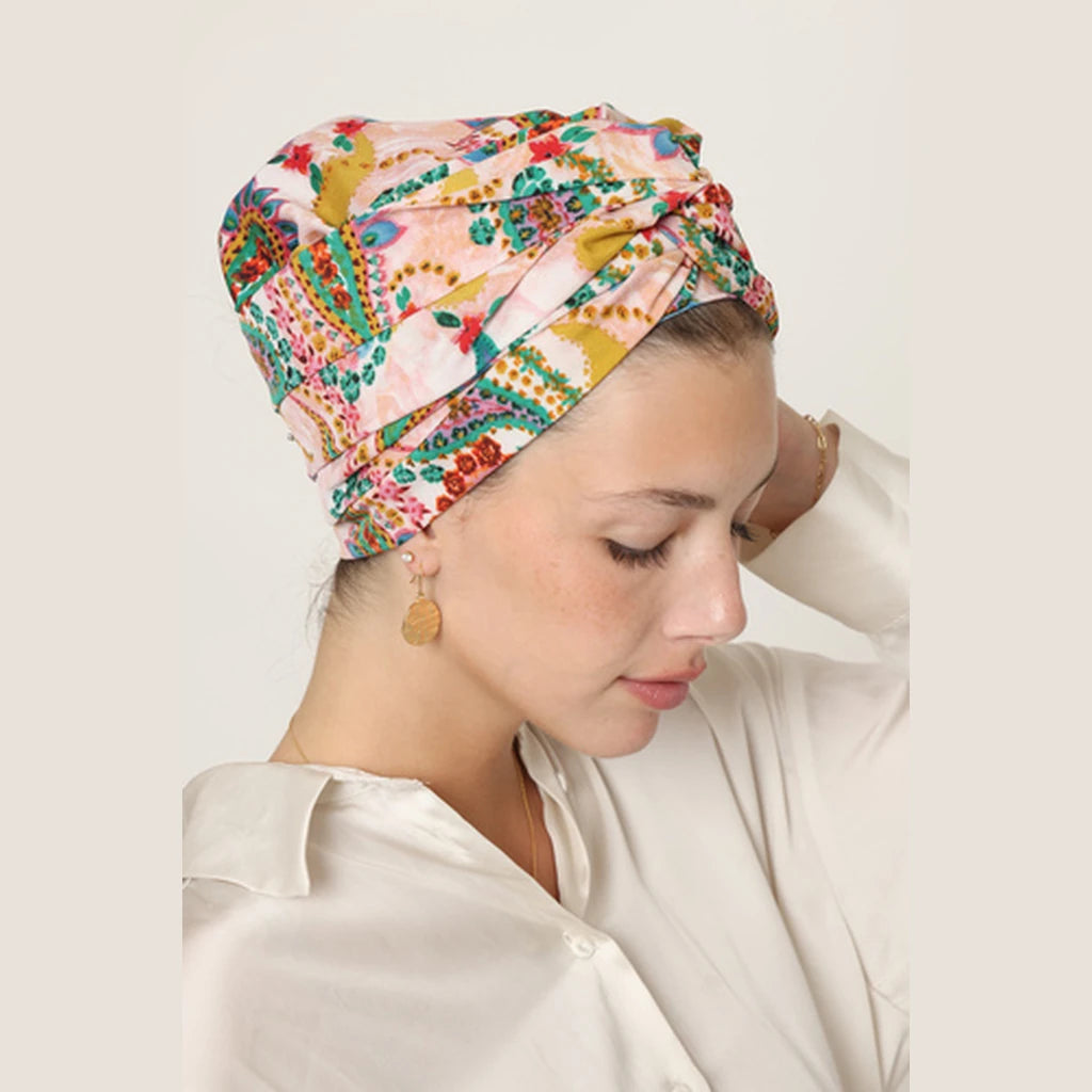 Partial & Full Coverage Paisley Turban Head Covering – Pink