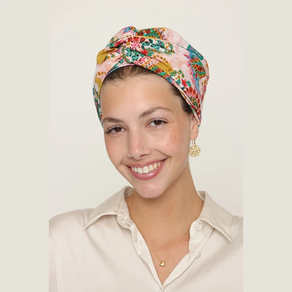 Partial & Full Coverage Paisley Turban Head Covering – Pink