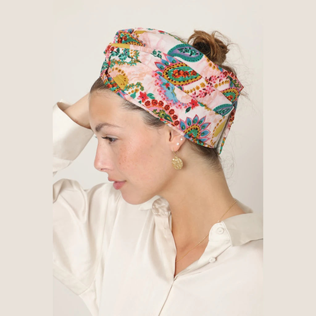 Partial & Full Coverage Paisley Turban Head Covering – Pink