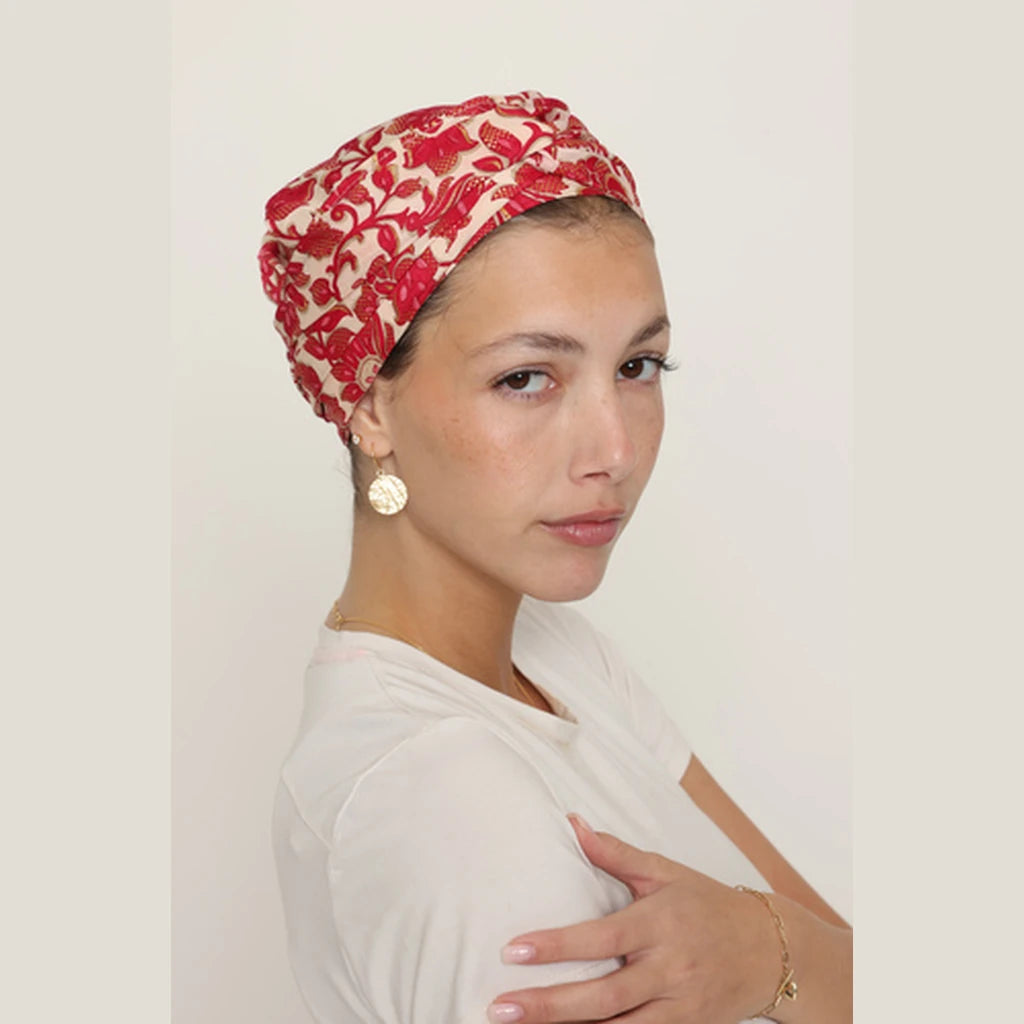 Partial & Full Coverage Paisley Turban Head Covering – Red