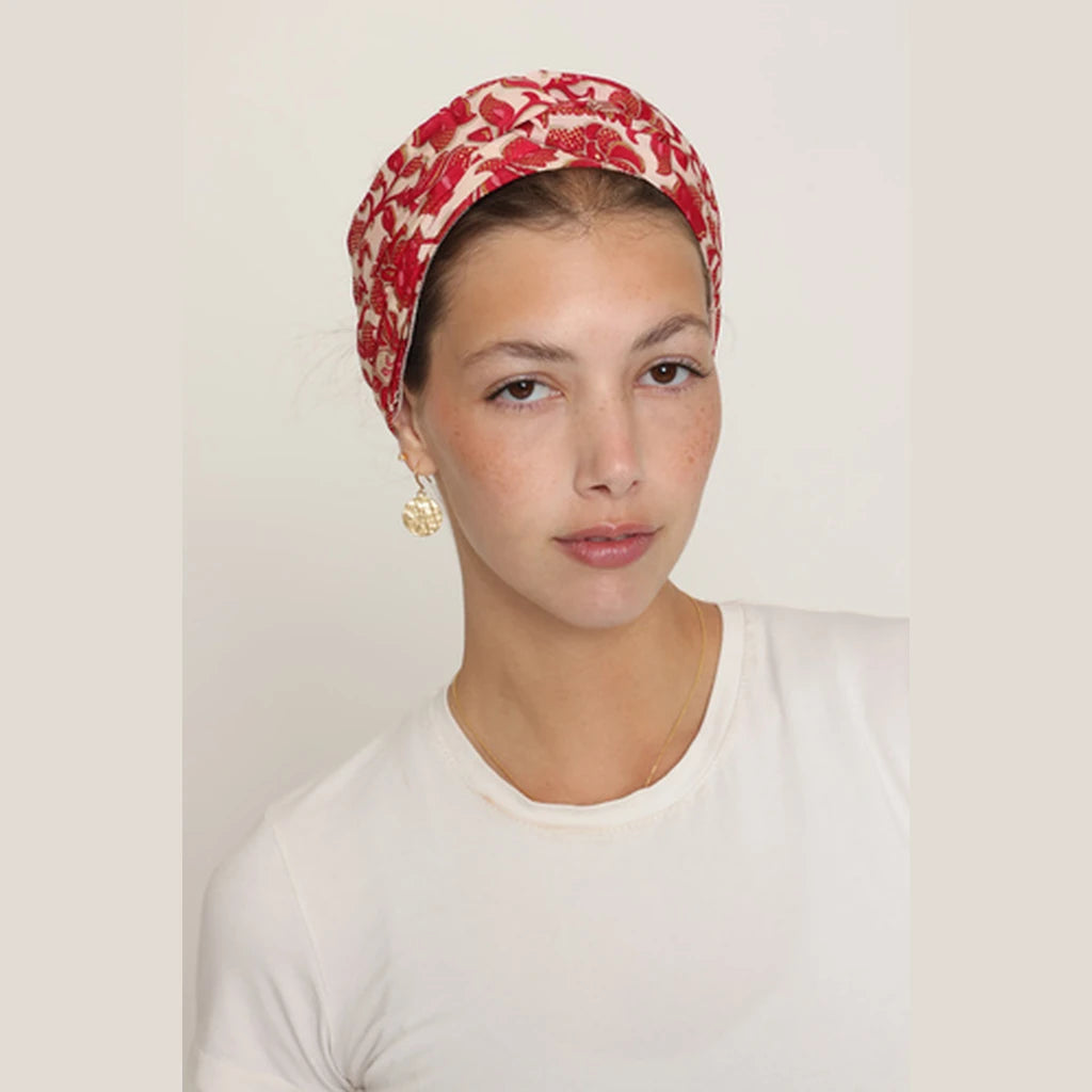 Partial & Full Coverage Paisley Turban Head Covering – Red