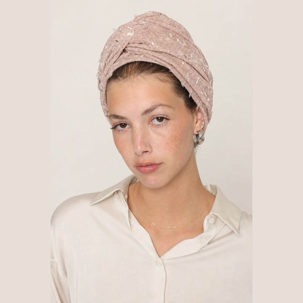 Partial & Full Coverage Glitter Turban Head Covering – Pink