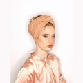 Peach Solid Bow Headwrap – Partial / Full Coverage (Copy)