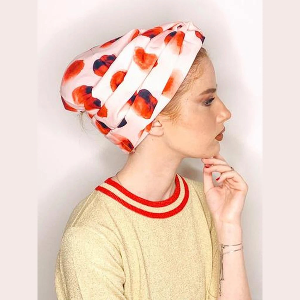 Pink & Red Printed Partial / Full Coverage Turban Headwrap