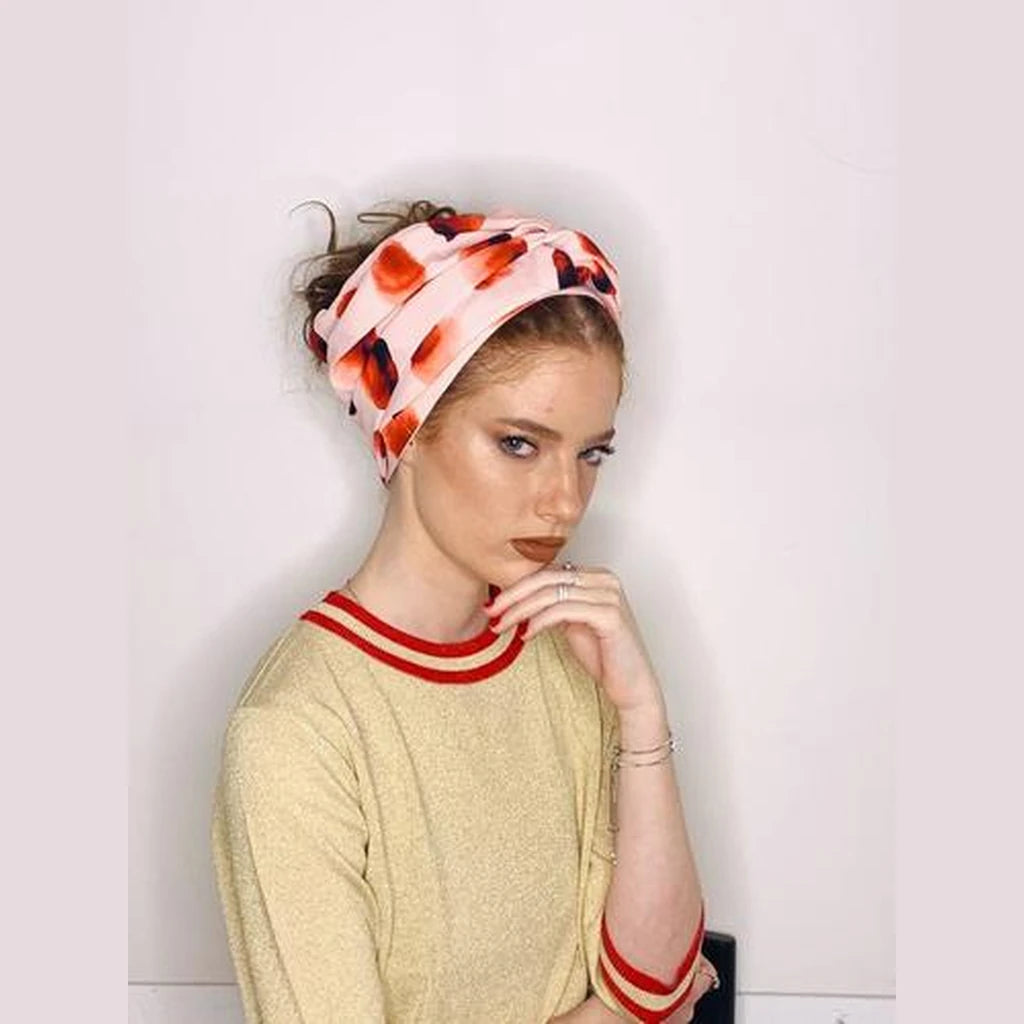 Pink & Red Printed Partial / Full Coverage Turban Headwrap
